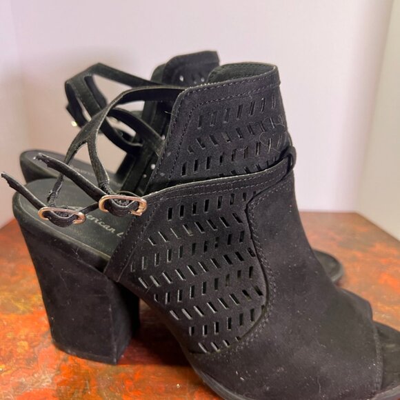 American Eagle Women Gray Size 10 Weldon Caged 4" Block Heel Perforated Open Toe - Picture 4 of 6